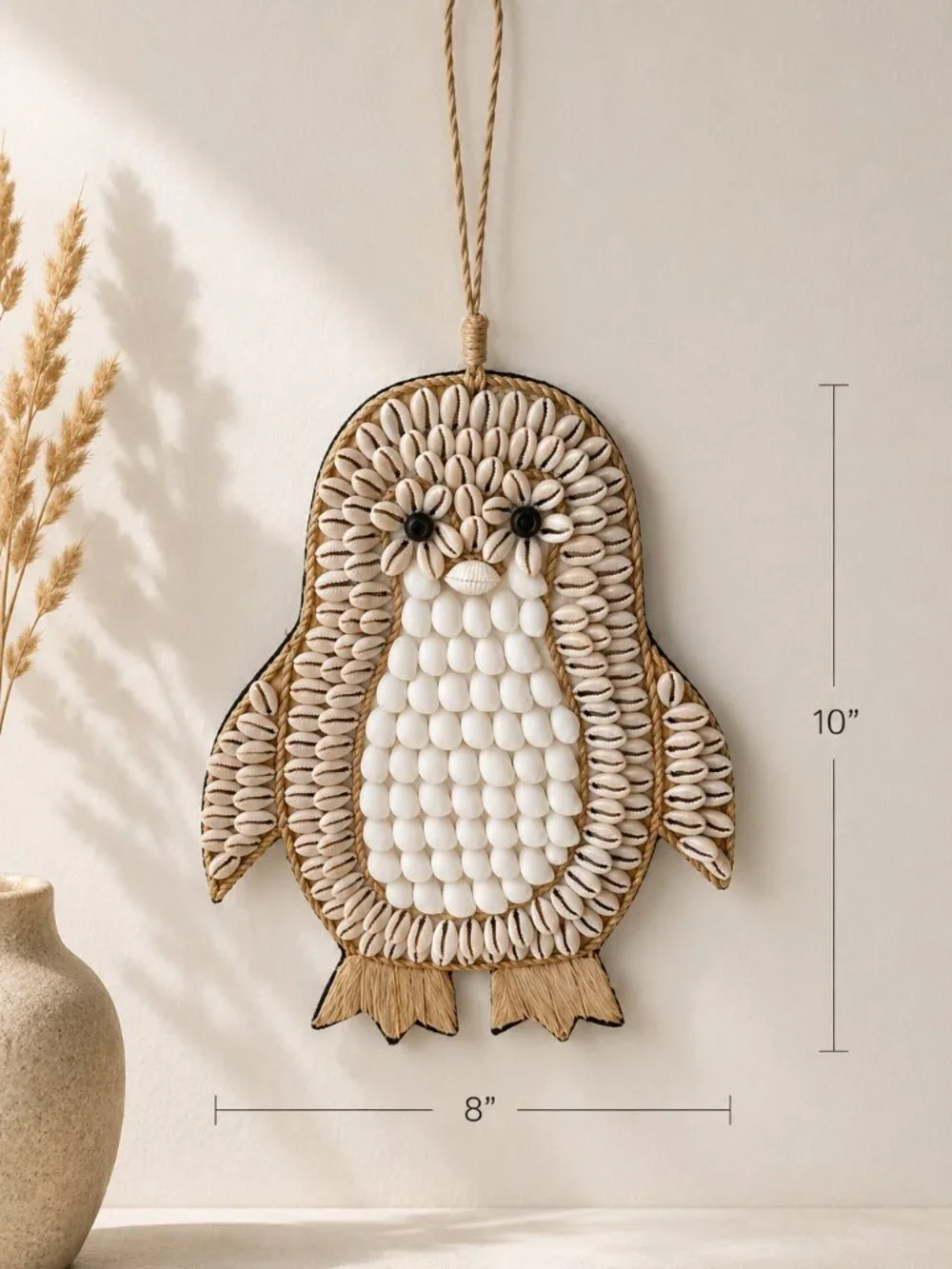 Shell Owl Wall Hanging – Handmade Coastal Decor